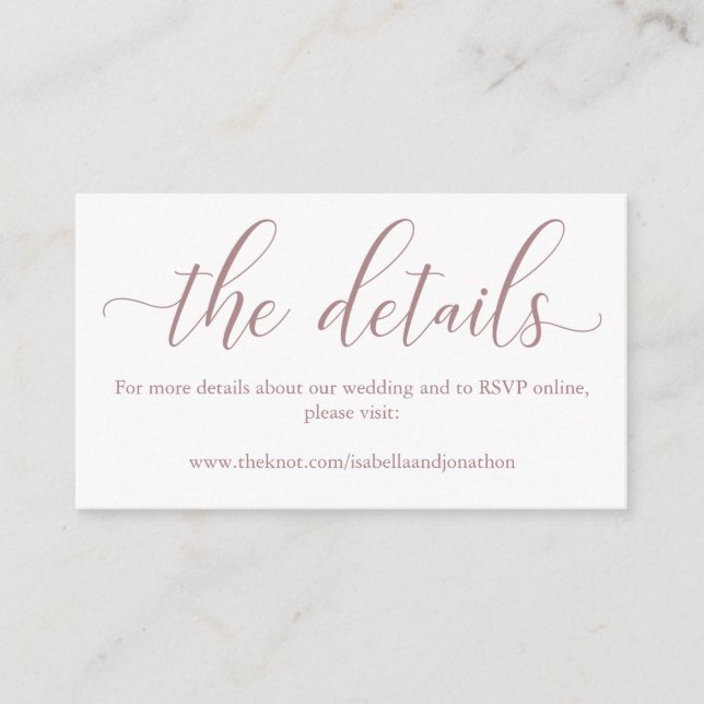 Rose Wedding Website Enclosure Card (Front)