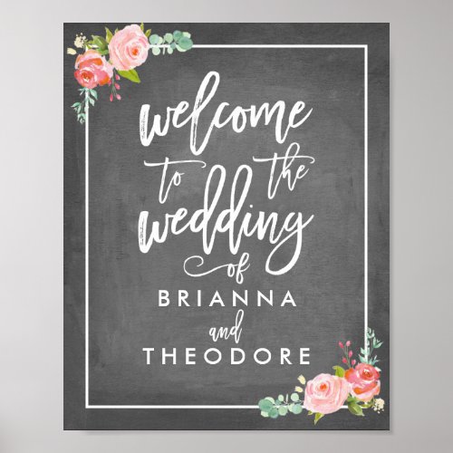 Rose Welcome Wedding Sign