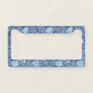 Rose White Blue Pattern License Plate Frame