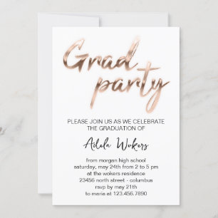 Rose White Graduation Party Invitation