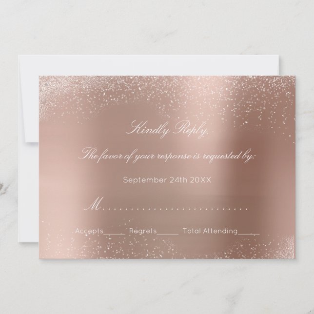 Rose White  Personalized RSVP Delicate Bridal Wedd Invitation (Front)