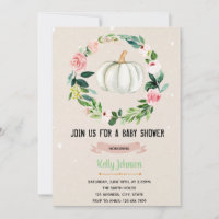 Rose white pumpkin shower birthday invitation