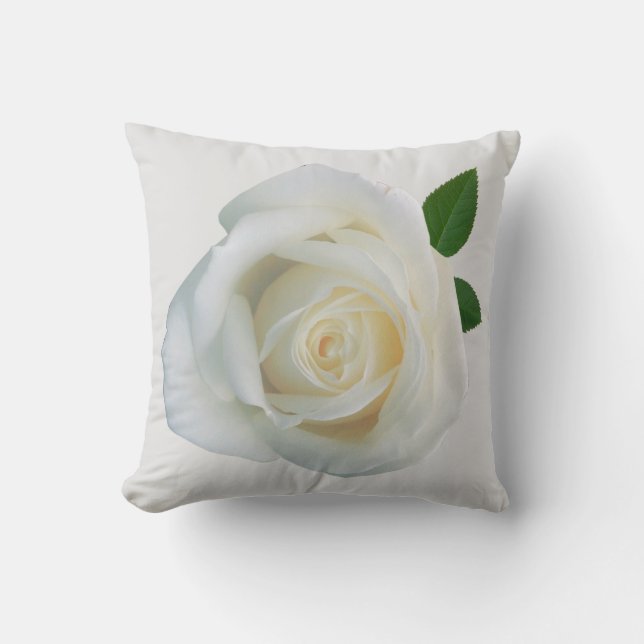 Rose White Throw Pillow (Front)
