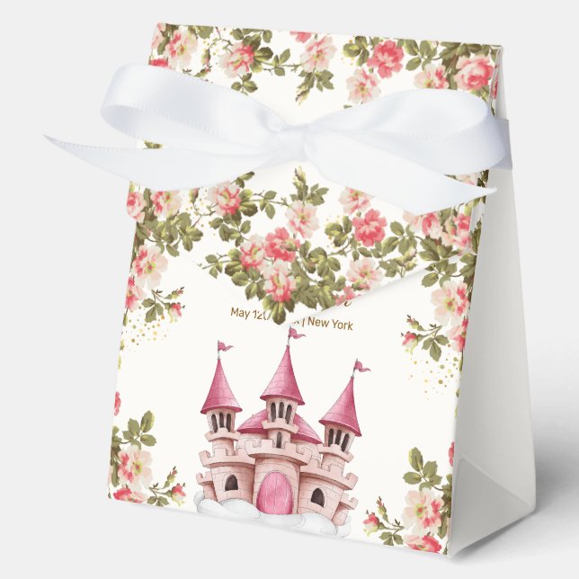 Rose Wildflower Fairytale Castle Baby Shower  Favor Boxes (Front)