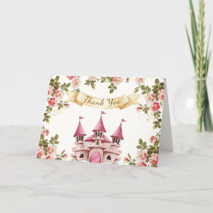 Rose Wildflower Fairytale Castle Baby Shower Letterpress Thank You Card