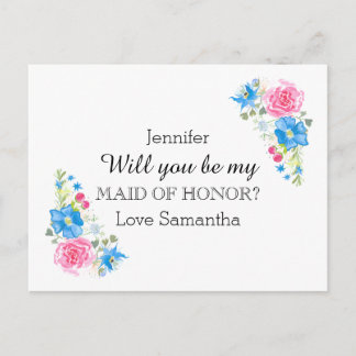 Rose wildflower watercolor | Personalize Invitation Postcard