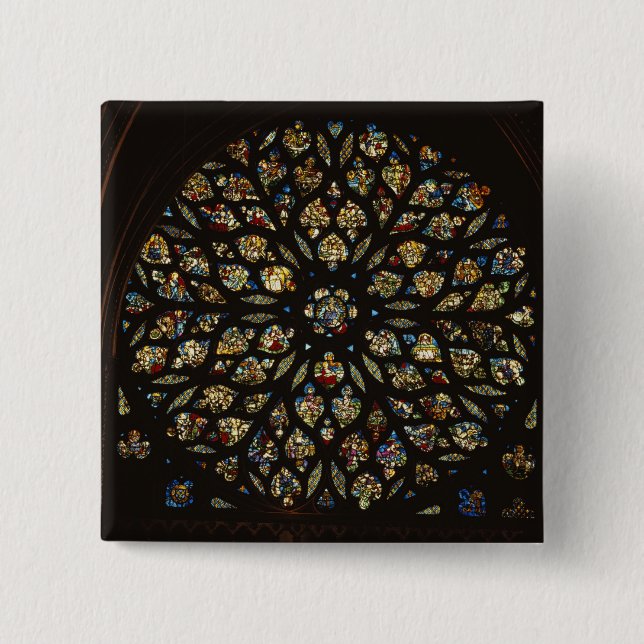 Rose window above the west door, with scenes depic button (Front)