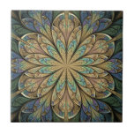 Rose Window Ceramic Tile<br><div class="desc">Copyright © 2010, Susan Wallace. Intricate floral stained glass pattern in shades of buttery yellow, purple, blue and turquoise.</div>