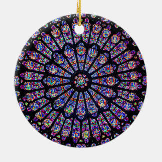 Rose Window of Norte Dame Cathedral Ceramic Ornament