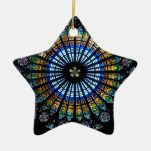 rose window strasbourg cathedral ceramic ornament