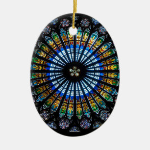 rose window strasbourg cathedral ceramic ornament