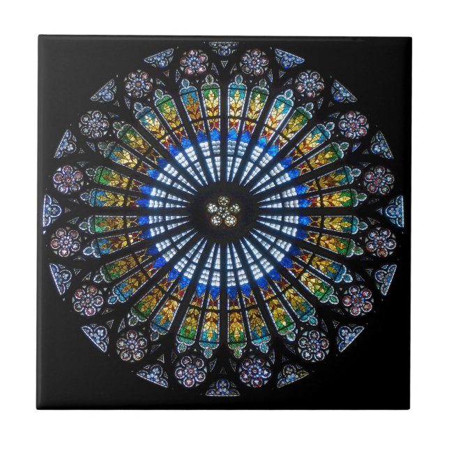 rose window strasbourg cathedral ceramic tile (Front)