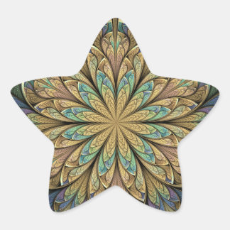 Rose Window Yellow Abstract Stained Glass Star Sticker