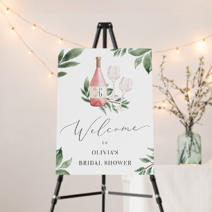 Rose Wine Botanical Bridal Shower Welcome Sign