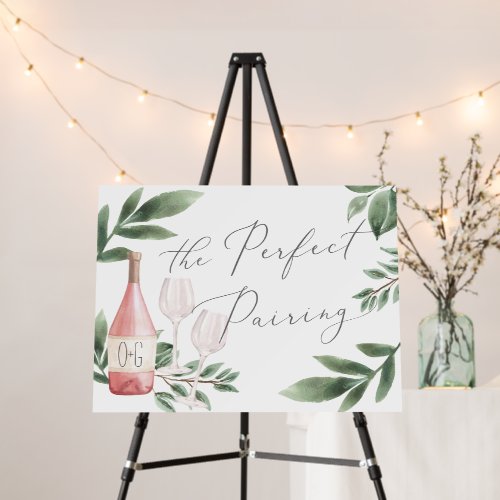 Rose Wine Botanical "Perfect Pairing" Sign
