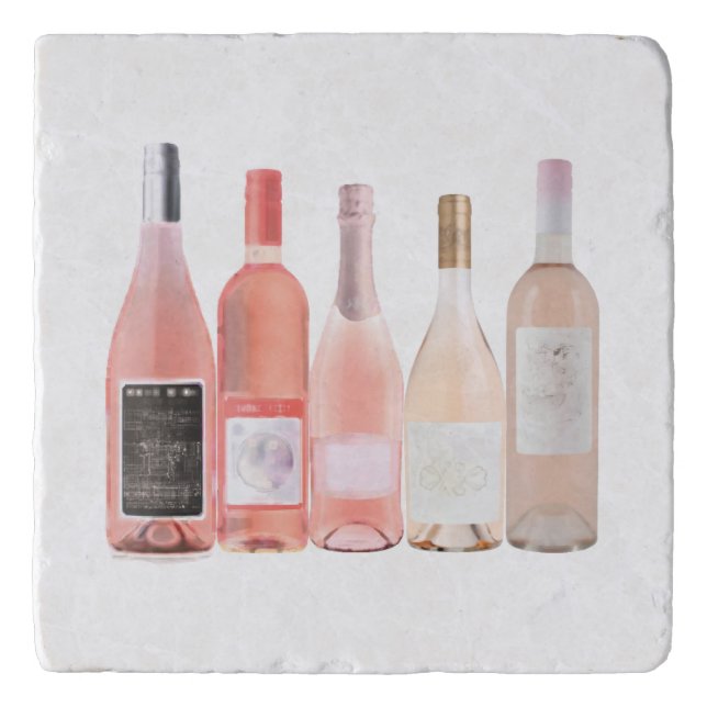Rose Wine Bottle in a Row Trivet (Front)