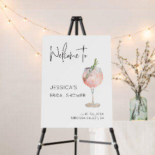 Rose Wine Cocktail Bridal Shower Welcome Sign