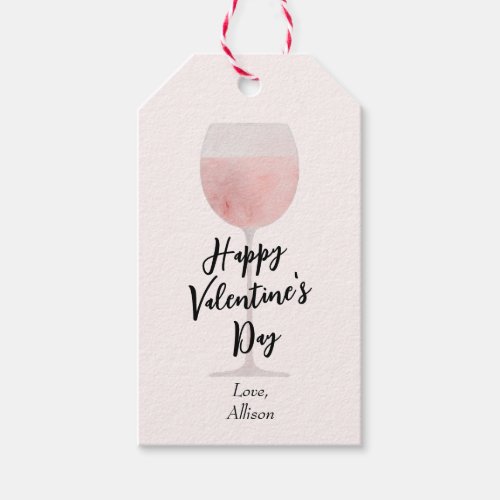 Ros Wine Glass Happy Valentines Day Gift Tags