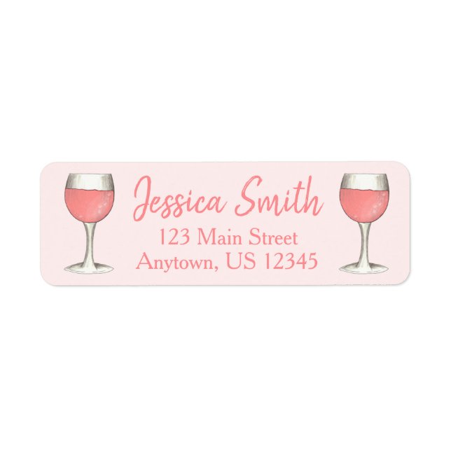 Rosé Wine Glass Pink Blush Zinfandel Personalized Label (Front)