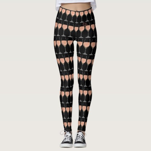 Ros wine glass spandex leggings