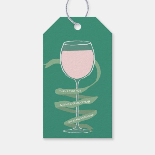 Ros Wine Glass Winery Adult Birthday Party Gift Tags
