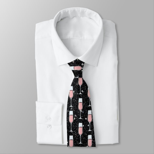 Rose Wine Pattern Neck Tie (Tied)