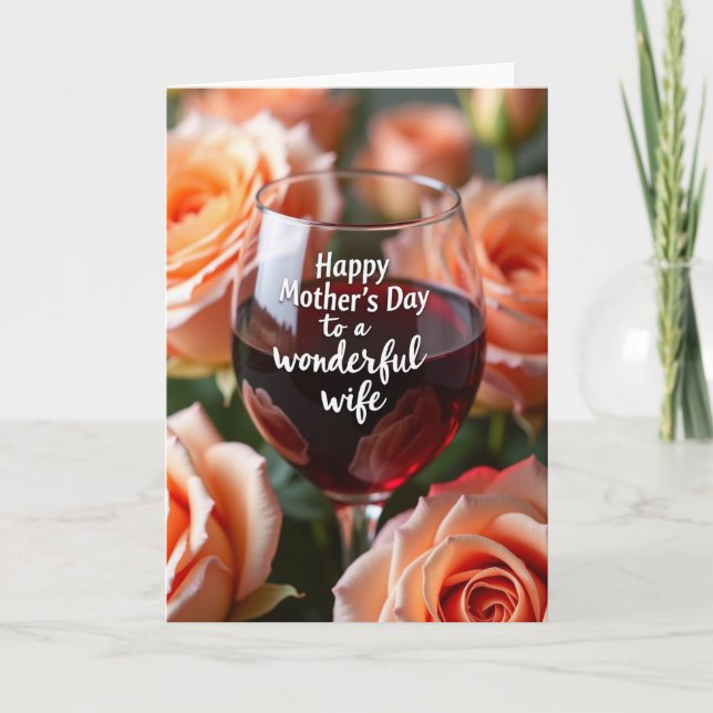 Rose Wine Wonderful Wife Card (Front)