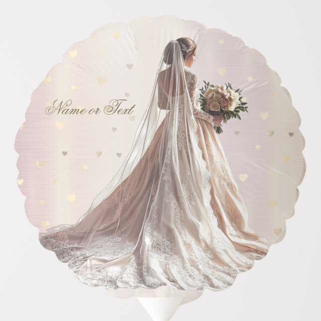 Rose Winter Wedding Bride Golden Shiny Heart Party Balloon (Front)