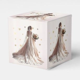 Rose Winter Wedding Bride Golden Shiny Heart Party Favor Boxes