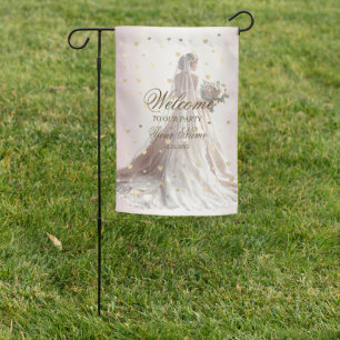 Rose Winter Wedding Bride Golden Shiny Heart Party Garden Flag