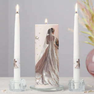 Rose Winter Wedding Bride Golden Shiny Heart Party Unity Candle Set