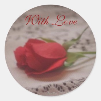 Rose With Lace  With Love  Photo By: Teyoung Classic Round Sticker by tyounglyle at Zazzle
