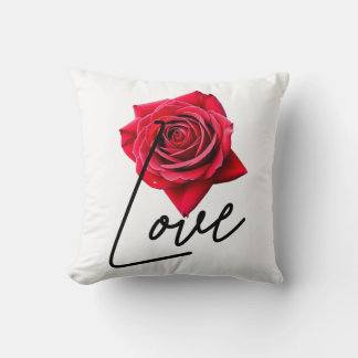 Rose with love in red and black throw pillow