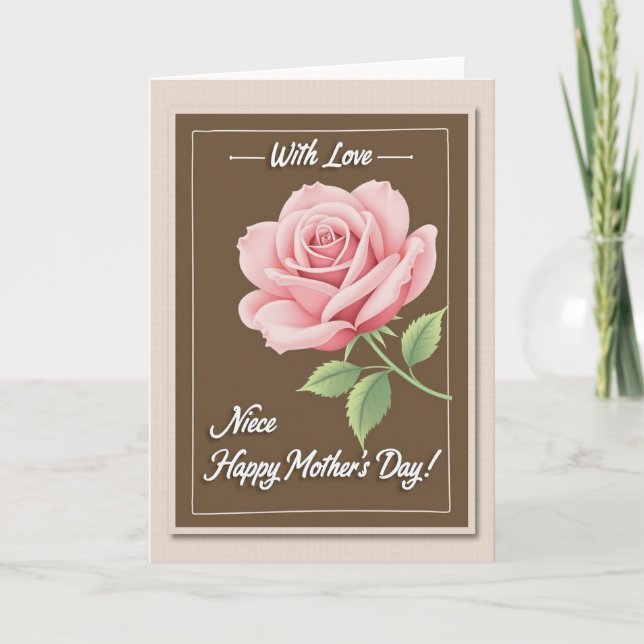 Rose With Love Mothers Day Card (Front)