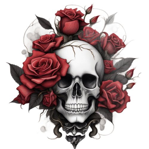 Rose with skull hoodie and back site design 