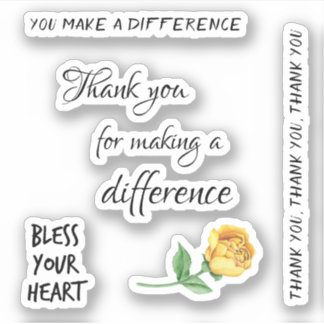 Rose with Thank You for Making a Difference Quotes Sticker