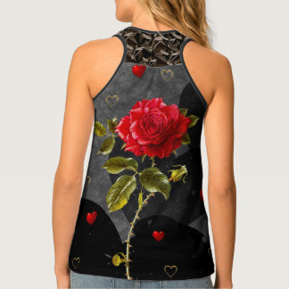 Rose With Thorns and Hearts Tank Top