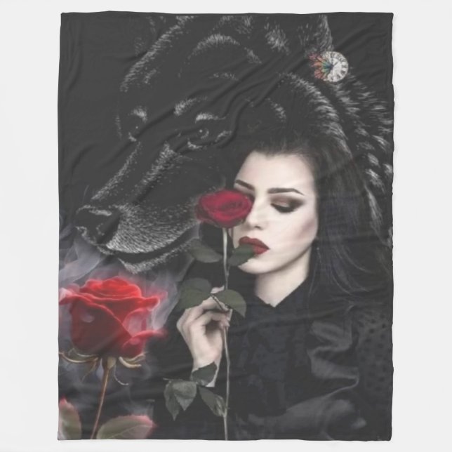 ROSE WOLF FLEECE BLANKET (Front)