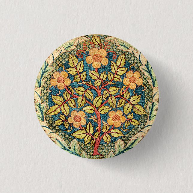 Rose Wreath by William Morris, popular design  Button (Front)