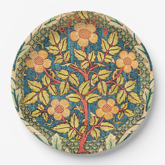 Rose Wreath by William Morris, popular design  Paper Plates (Front)