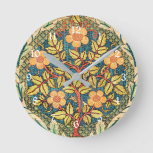Rose Wreath by William Morris, popular design Round Clock