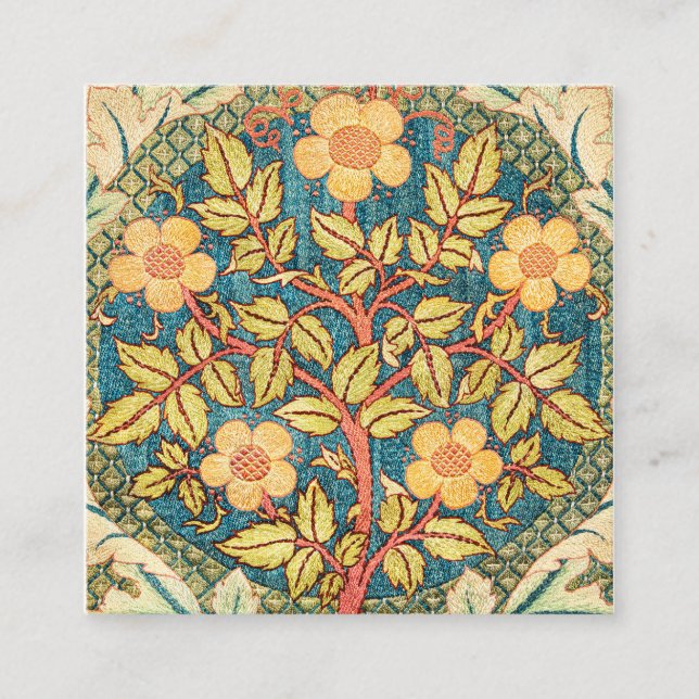 Rose Wreath By William Morris Square Business Card (Front)