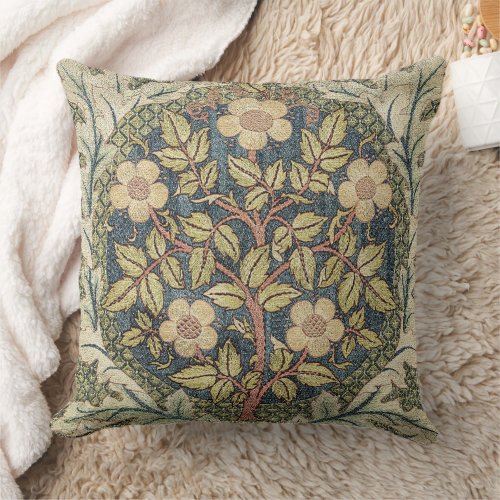 Rose Wreath by William Morris Throw Pillow