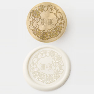 Rose Wreath Couples Monogram Template Wax Seal Stamp