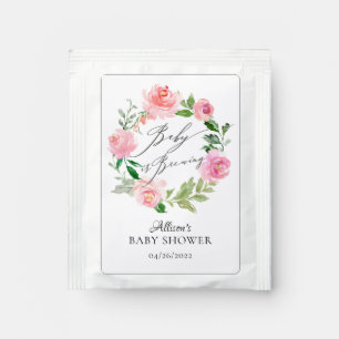 Rose Wreath Floral Baby Shower Tea Bag Drink Mix