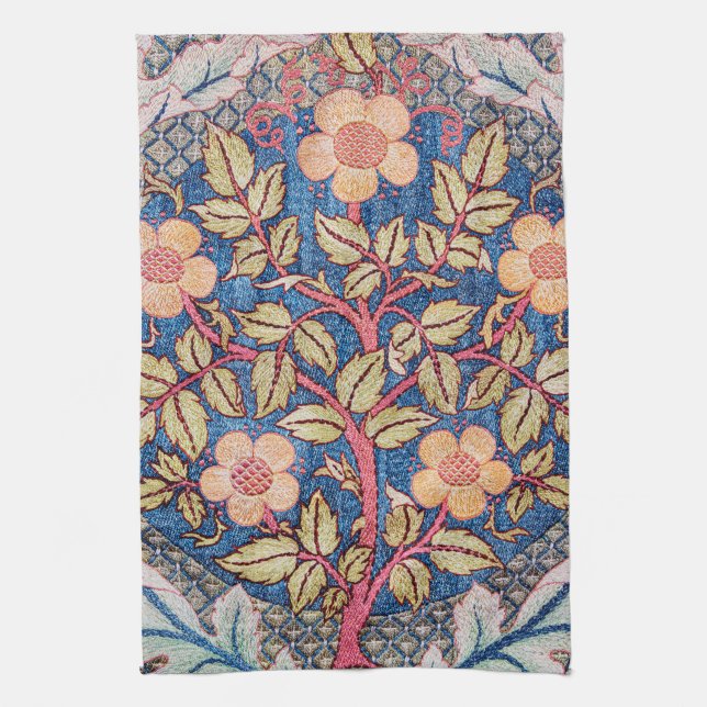 Rose Wreath, William Morris Kitchen Towel (Vertical)