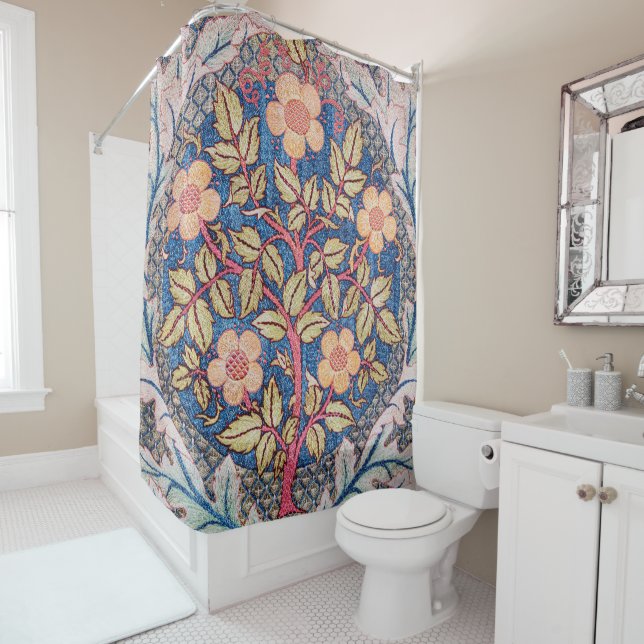 Rose Wreath, William Morris Shower Curtain (In Situ)