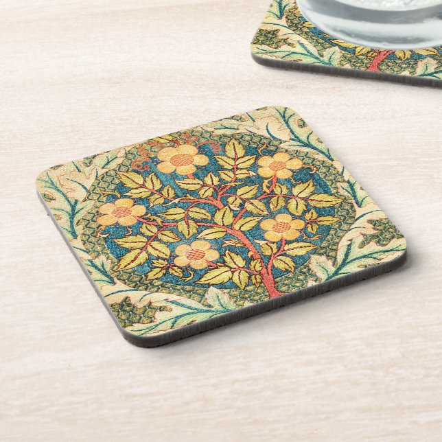 Rose Wreath - William Morris - Vintage Art Coaster (Left Side)