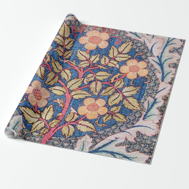 Rose Wreath, William Morris Wrapping Paper (Unrolled)