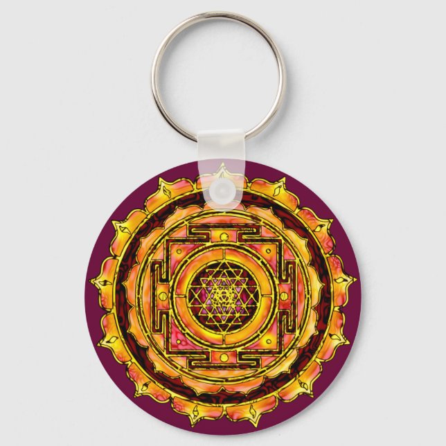 Rose Yantra Keychain (Front)